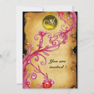 TOVERBESSEN MONOGRAM roze paars geel purper Kaart