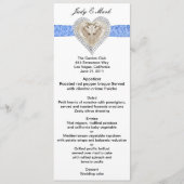 Toverblauwe kanten trouwmenu kaart (Voorkant)