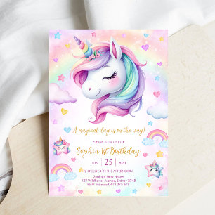 Toverdag Eenhoorn en Regenbogen Verjaardag Kaart