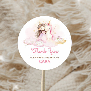 Tovereenkomstige Eenhoorn Verjaardagsfeestje  Ronde Sticker