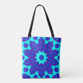 Toverende blauwe caleidoscoop bloeide tote bag (Achterkant)