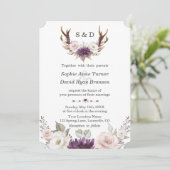 Toverende lavendel roze bloemengewei met gewei tro kaart (Staand voorkant)