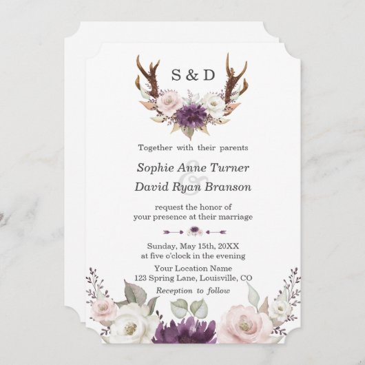 Toverende lavendel roze bloemengewei met gewei tro kaart (Voorkant / Achterkant)