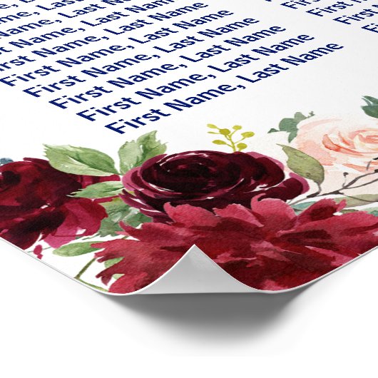 Toverende Merlot Navy Bladwerk Gewei Stoelenplatte Poster (Hoek)