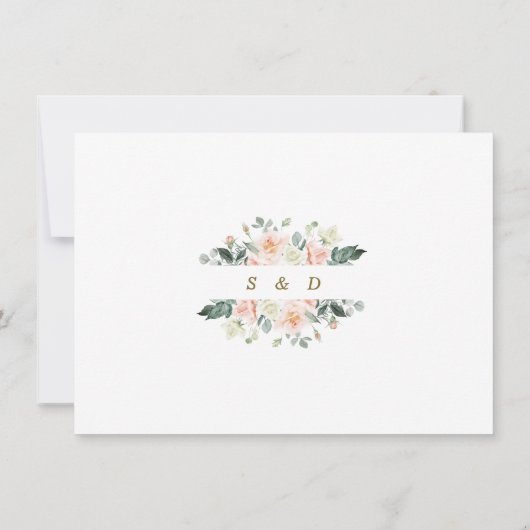 Toverende Roze Witte Bloemen Bruiloft Calligrafie Save The Date (Achterkant)