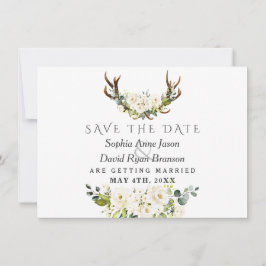 Toverende witte waterverf bloemen bloeien bruiloft save the date