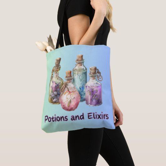 Toverfles Potions en Elixers Halloween Tote Bag (Dichtbij)