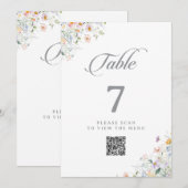 Tovergeefde Tuin Wilde Bloem QR Code Tafel Nummers Kaart (Voorkant / Achterkant)