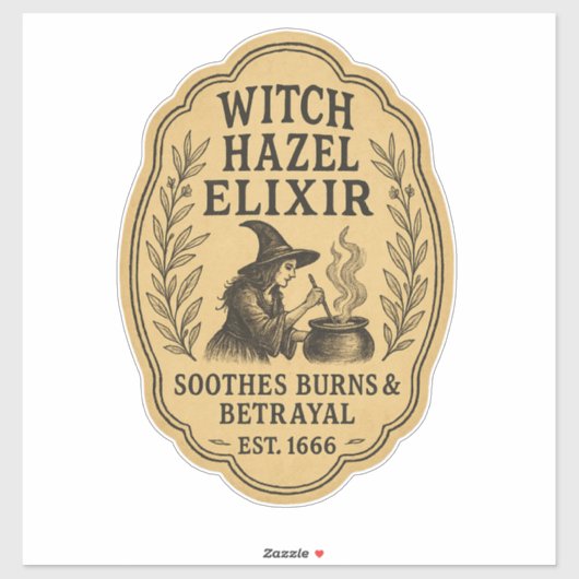 Toverhazel Elixir - Halloween Apotheek Etiket Sticker (Vel)