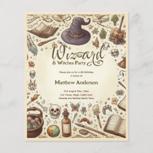 Toverheks Feest Magische Staven Hats Vintage Flyer