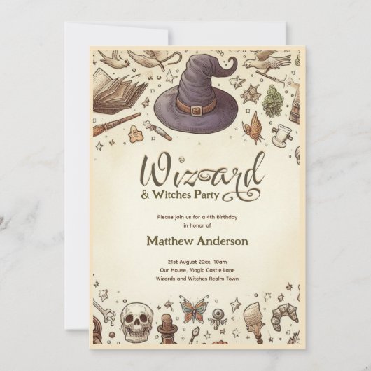 Toverheksfeestje Magische Toverstokken Hoge Haten  Kaart (Voorkant)