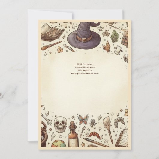 Toverheksfeestje Magische Toverstokken Hoge Haten  Kaart (Achterkant)