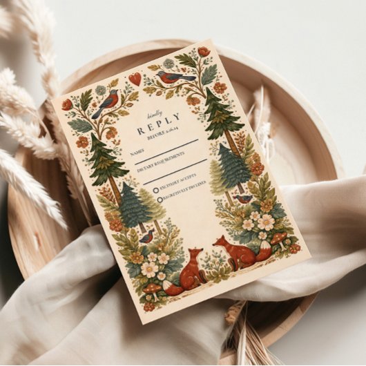 Toverige Bos Bruiloft RSVP Kaartje