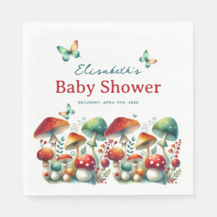 Toverige bos paddenstoel baby shower servet