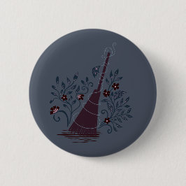 Toverige Hekserige Halloween Magische Bezem Ronde Button 5,7 Cm