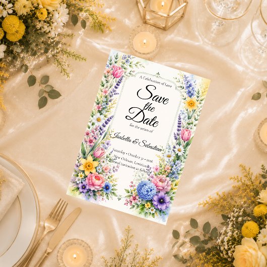 Toverige Pasteltuin Bloemige Bruiloft Save The Date