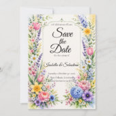 Toverige Pasteltuin Bloemige Bruiloft Save The Date (Voorkant)