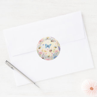 Toverige Tuin Schattige Vlinder Bij Lieveheersbees Ronde Sticker