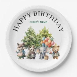 Toverige Waterverf Bos Verjaardag Papieren Bordje