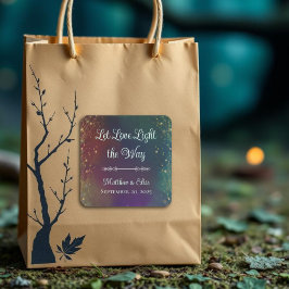 Toverlaarse Sieraard Lichtjes Betoverd Bos Bruilof Vierkante Sticker
