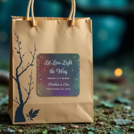 Toverlaarse Sieraard Lichtjes Betoverd Bos Bruilof Vierkante Sticker
