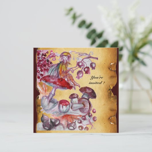 TOVERLAARSSTAFJE VAN PADDENSTOELEN perkament Kaart (Staand voorkant)