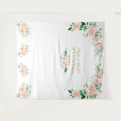 Toverlaat Roze Bloemen Bruiloft Foto Booth Prop Wandkleed (Voorkant (horizontaal))
