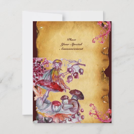 TOVERLACHTIGE BOSJE PADDENSTOELEN perkament Kaart (Achterkant)