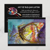 TOVERLADE VLINDER IN BLAUW UITNODIGING BRIEFKAART (Voorkant / Achterkant)