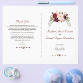 Toverlappende bordeauxrode Marsala-bloemen bruilof Flyer (Enkel)