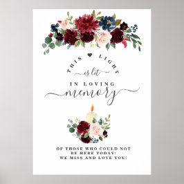 Toverlappende bordeauxroze bloemen In Loving Memor Poster