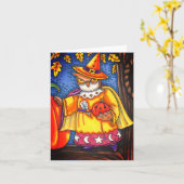 TOVERLAPPENDE SPREUKEN EN HALLOWEEN GEGIL, UIL HEK KAART (Gele Bloem)