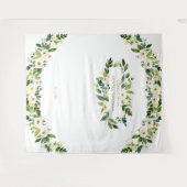 Toverlappende witte bloemen bruiloftsshower fotoho wandkleed (Voorkant (horizontaal))