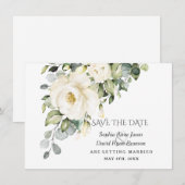 Toverlappende witte waterverf bloemen bruiloft save the date (Voorkant / Achterkant)