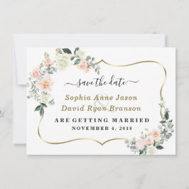Toverliefde Blush Witte Bloemen Huwelijk Calligraf Save The Date