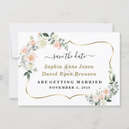 Toverliefde Blush Witte Bloemen Huwelijk Calligraf Save The Date