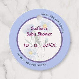 Toverliefde Zachte Blauwe Bloemige Baby Shower Per Bedankjes Labels