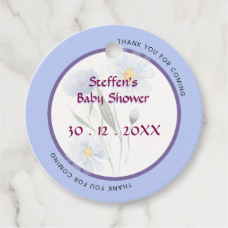 Toverliefde Zachte Blauwe Bloemige Baby Shower Per Bedankjes Labels