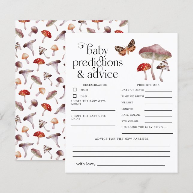 Toverpaddenstoel Baby Voorspellingen & Advieskaart (Voorkant / Achterkant)