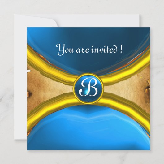 TOVERRINGEN ,MONOGRAM perkament edelsteen blauw Kaart (Voorkant)