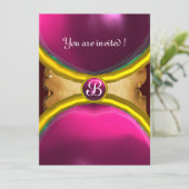 TOVERRINGEN ,MONOGRAM perkament juweel roze Kaart (Staand voorkant)