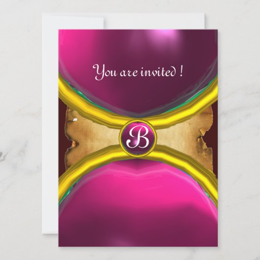 TOVERRINGEN ,MONOGRAM perkament juweel roze Kaart (Voorkant)