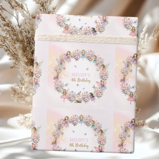 Tovers sprookjestuin 4de verjaardag cadeaupapier