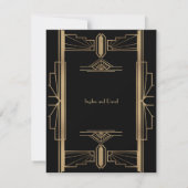 Toverschitterende Roaring 20's Goud Zwart Art Deco RSVP Kaartje (Achterkant)