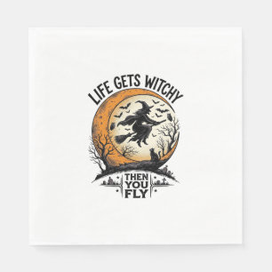 Tovershirt uit het verleden Retro Halloween Vliege Servet
