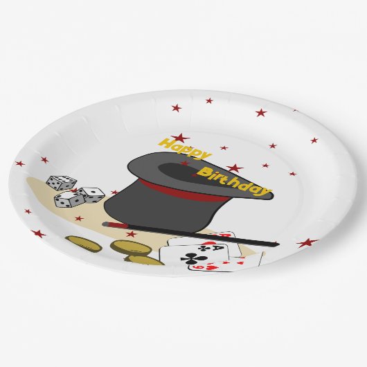 Tovershow Happy Birthday Kinderfeestje Papieren Bordje (Gekanteld)