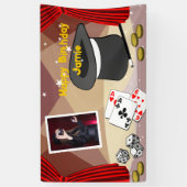 Tovershow Podium Happy Birthday Naam Rood Spandoek (Verticaal)