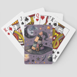 Toversier hoeden en hemelse magie pokerkaarten