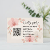 Toversierde Orchidee QR Code RSVP Kaart (Staand voorkant)