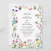 Toversierige Wilde Bloementuin Zomer Boho Bruiloft Kaart (Voorkant)
